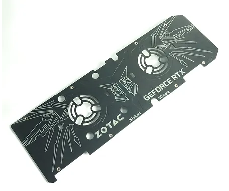 Anodized aluminum backplate of graphics card